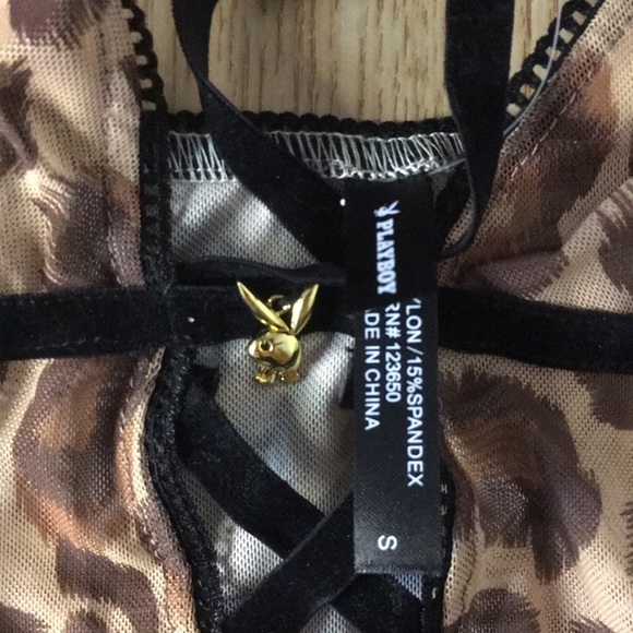 New Playboy Animal Print 1pc Lingerie Teddy Sm Med - Picture 4 of 9